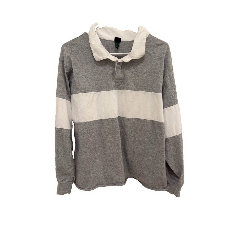 Wild Fable XL Gray White Rugby Stripe Oversized T Shirt Women
